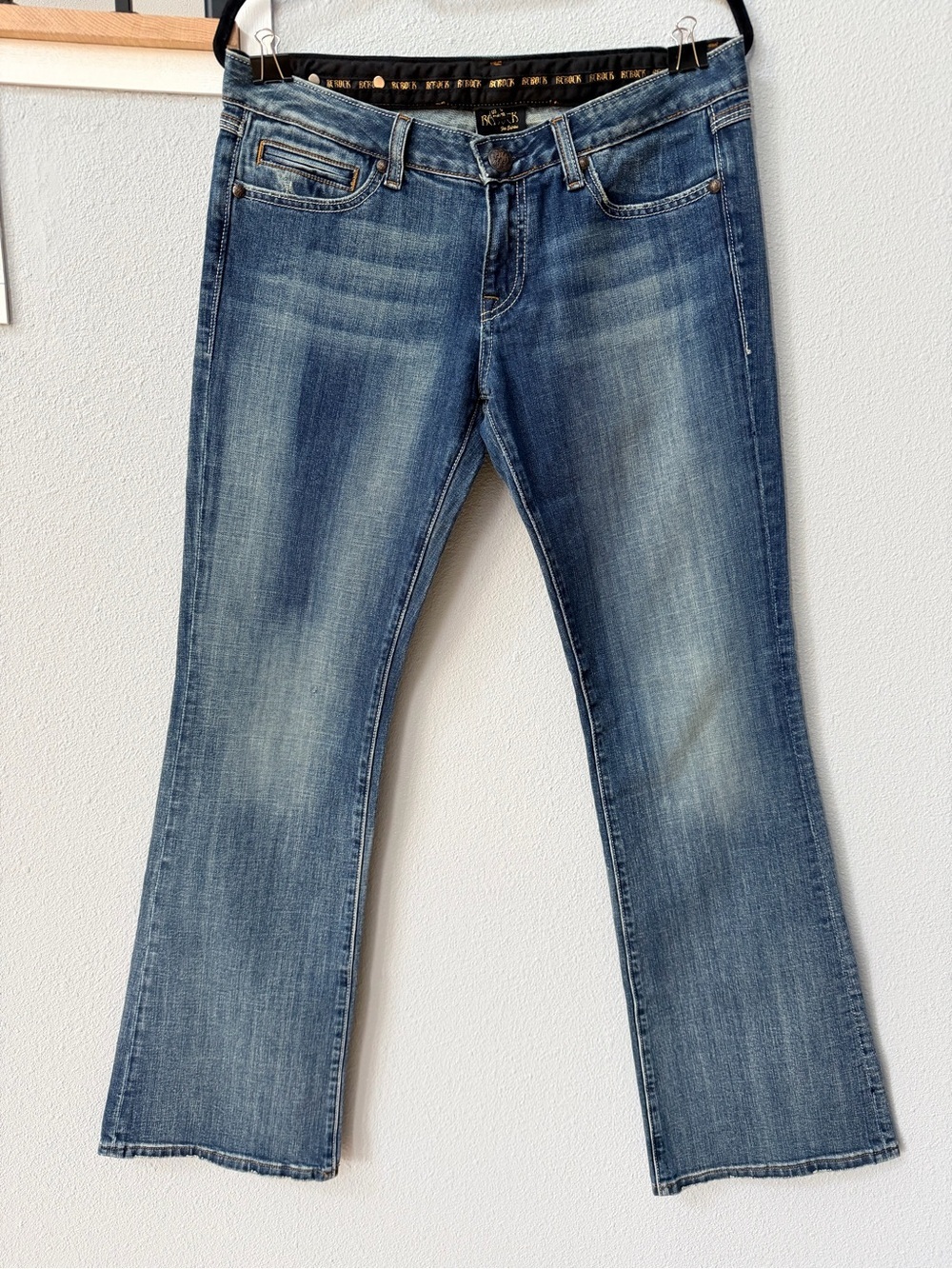 ReRock for Express Low Rise Bootcut Jeans Size 12 Faded Distressed Y2K Boho